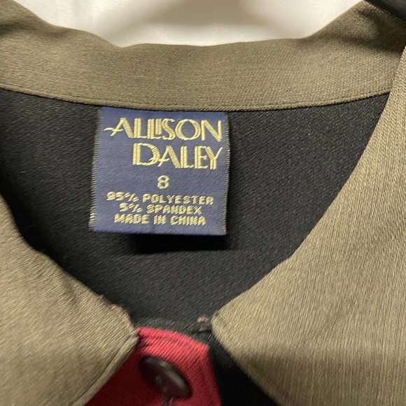 Allison Daley Blouse Jacket Top Size 8 Burgundy Green Black - Picture 3 of 7